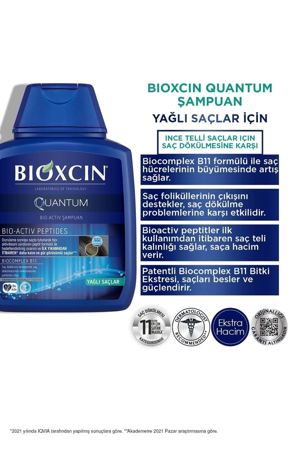 Bioxcin Quantum Şampuan 3 Al 2 Öde Yağlı Saçlar Için 3x300 Ml - Ince Telli Saçlar Için Dökülme Şampuanı