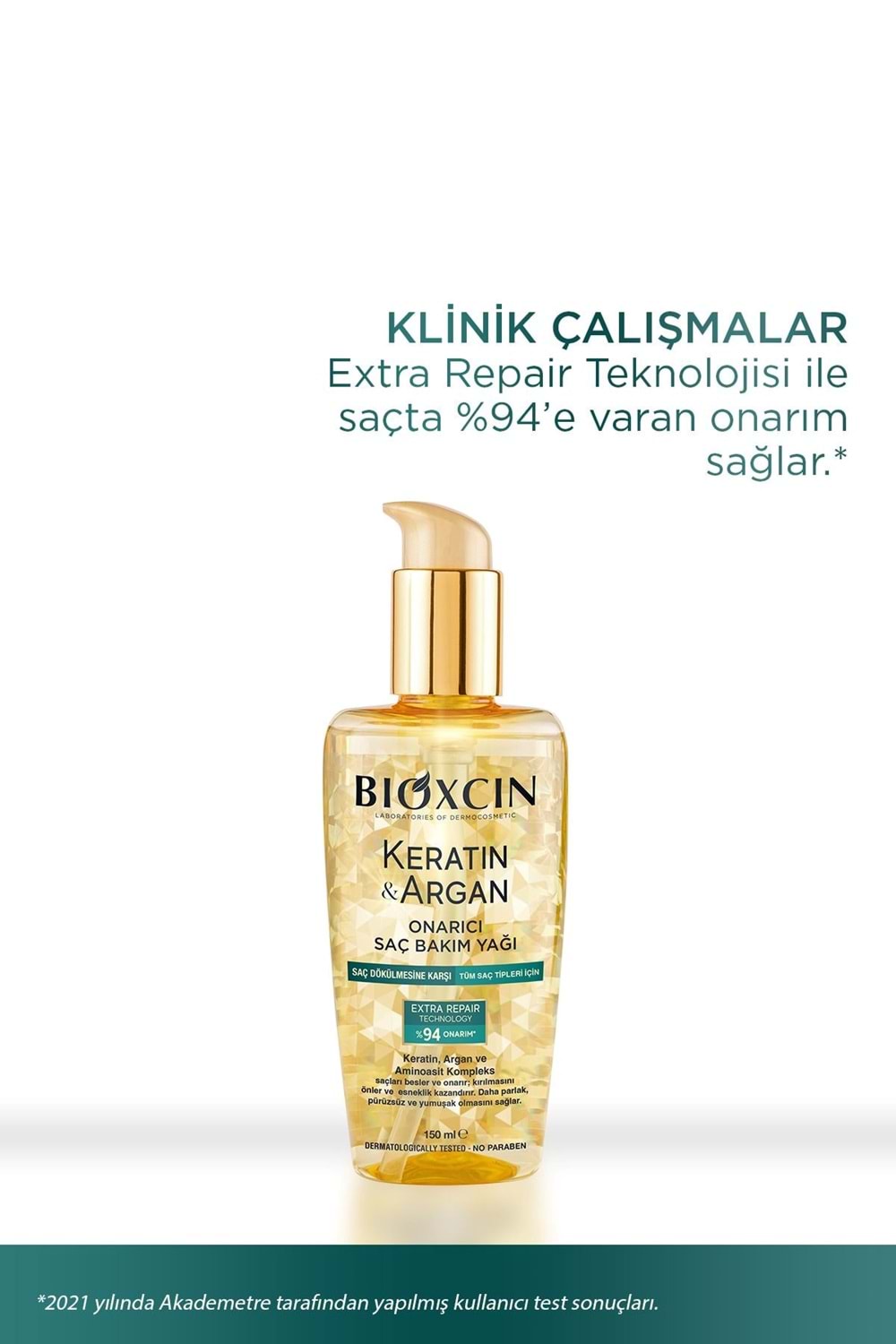 Bioxcin Keratin & Argan Onarıcı Saç Bakım Yağı 150 ml Yıpranmış ve Hasar Görmüş Saçlar