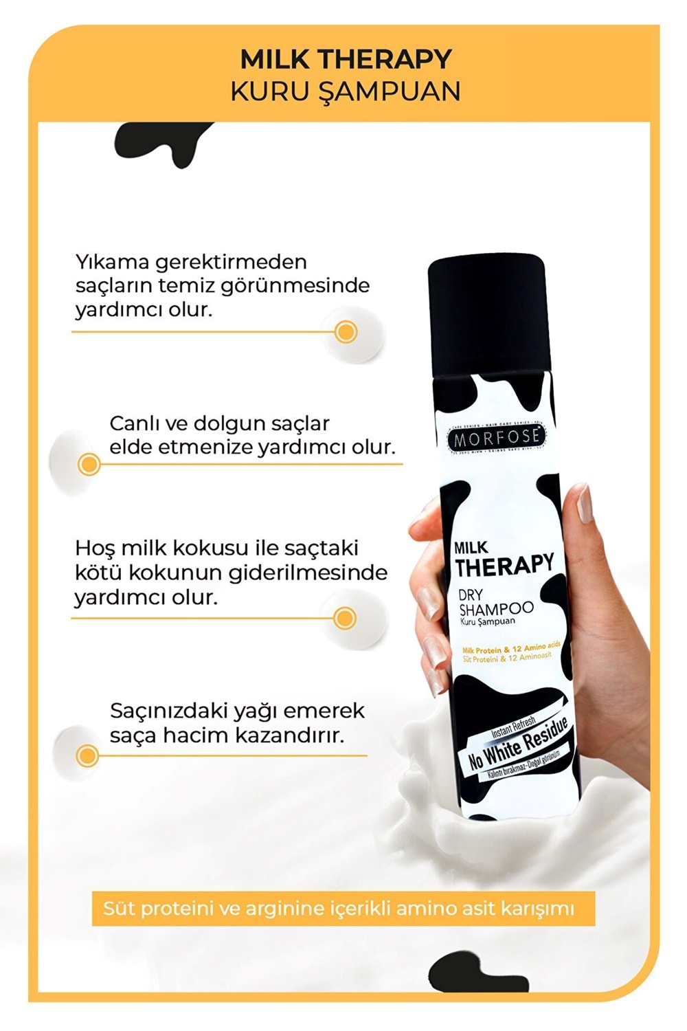 Morfose Milk Therapy Kuru Şampuan 200 ml - Besleyici, Hacim Veren, Temiz Görünüm Sağlayan Güçlü Saç