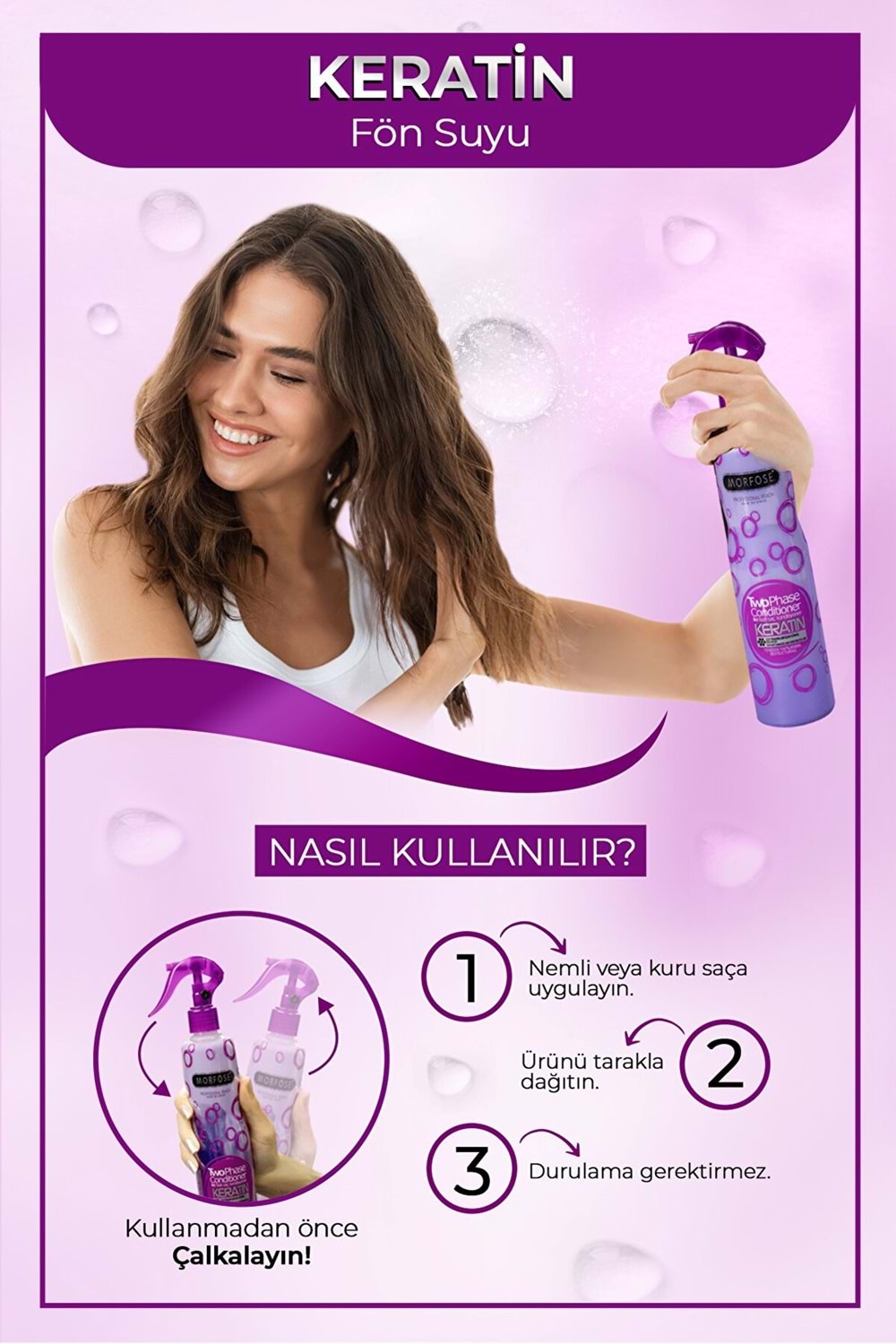 Morfose Keratin Içerikli Fön Suyu Mor 400 Ml