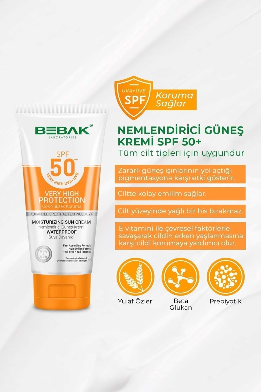 Bebak Nemlendirici Güneş Kremi 50 Spf 75 ml Tüp