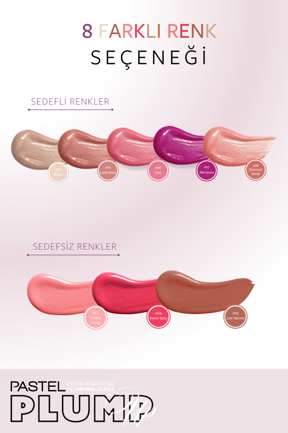 Pastel Plump Up Extra Hydrating Plumping Gloss - Dolgunlaştıran Dudak Parlatıcısı 205 Just Natural