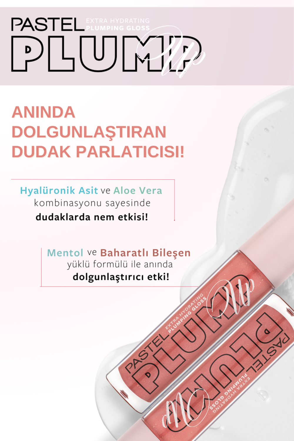 Pastel Plump Up Extra Hydrating Plumping Gloss - Dolgunlaştıran Dudak Parlatıcısı 208 Shimmer Nude