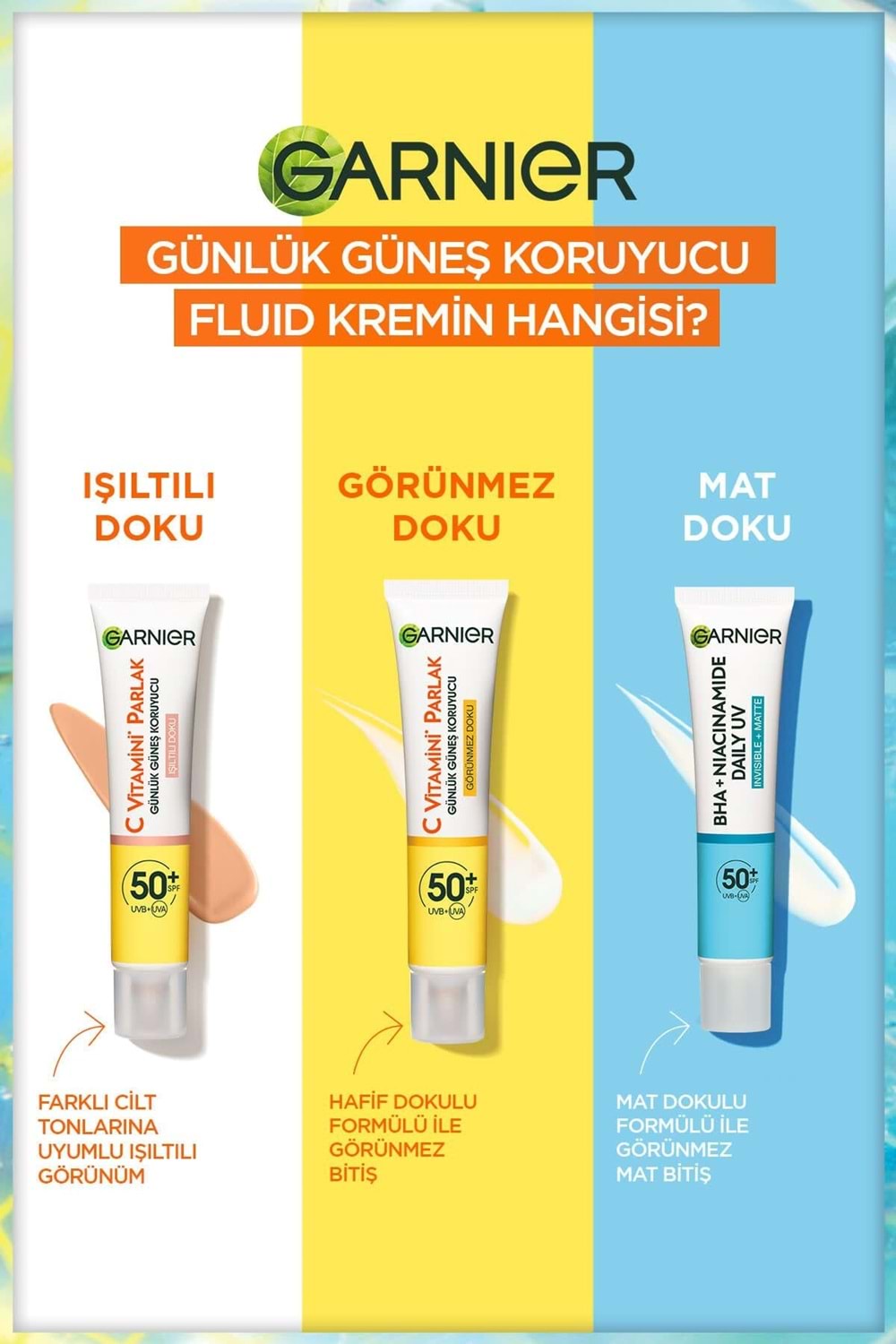 Garnier Saf Ve Temiz Bha Niasinamid Günlük Güneş Koruyucu Fluid Yüz Kremi Spf50 40ml
