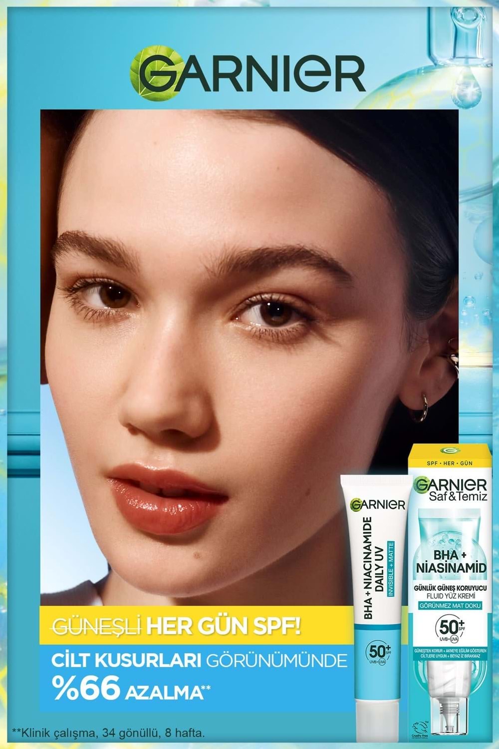 Garnier Saf Ve Temiz Bha Niasinamid Günlük Güneş Koruyucu Fluid Yüz Kremi Spf50 40ml