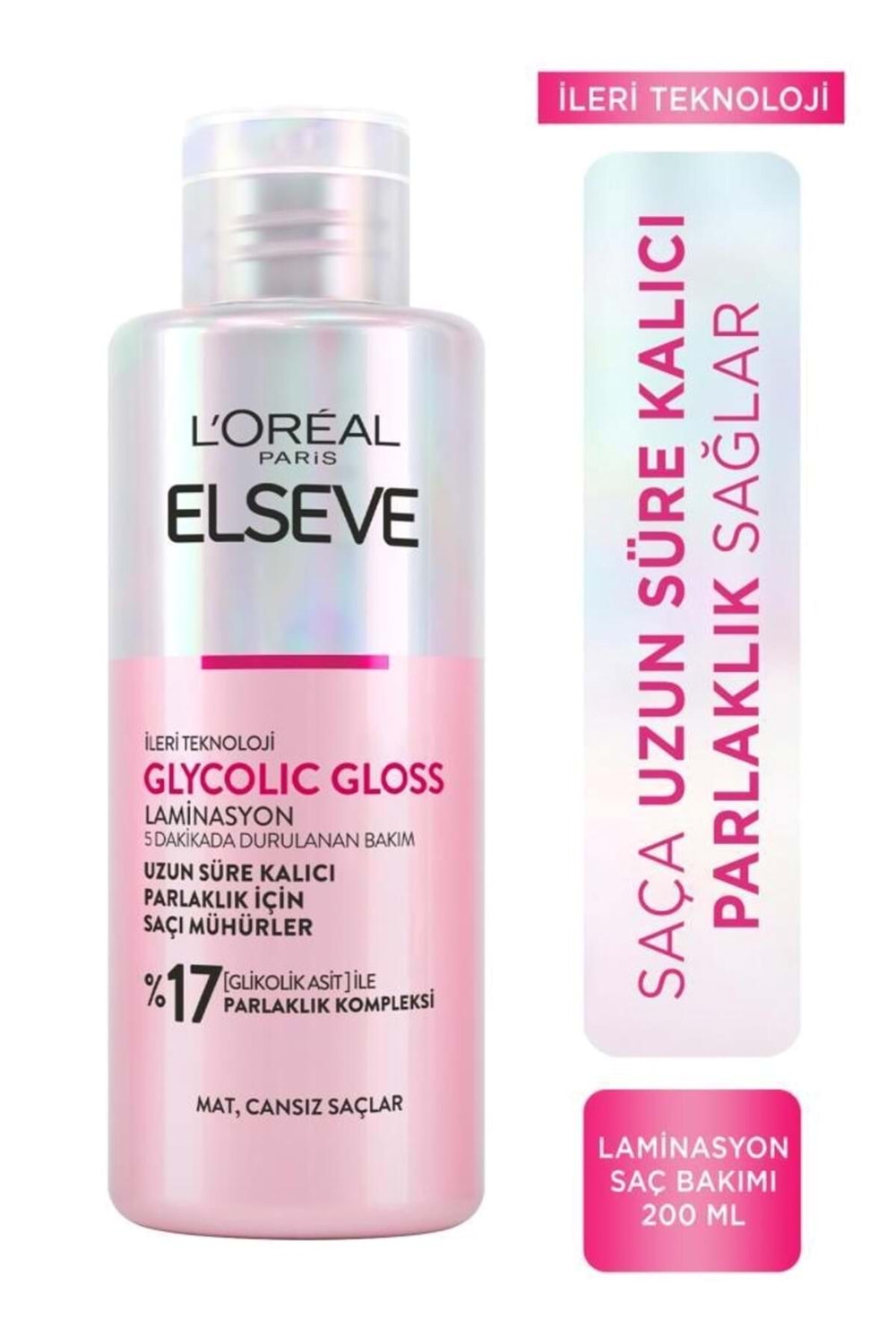 Loreal Paris Elseve Glycolic Gloss Parlaklığı Saça Mühürleyen Laminasyon 5 Dakikada Durulanan Bakım 200ml