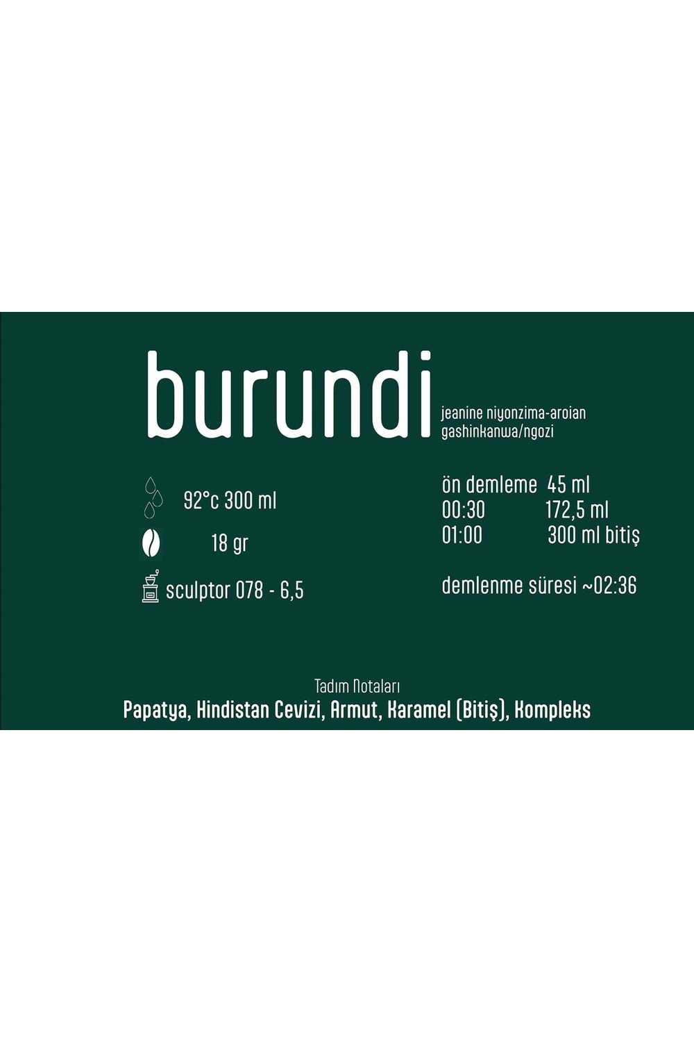 Pines Micro Roastery - Burundi Gashinkanwa Filtre Çekirdek Kahve