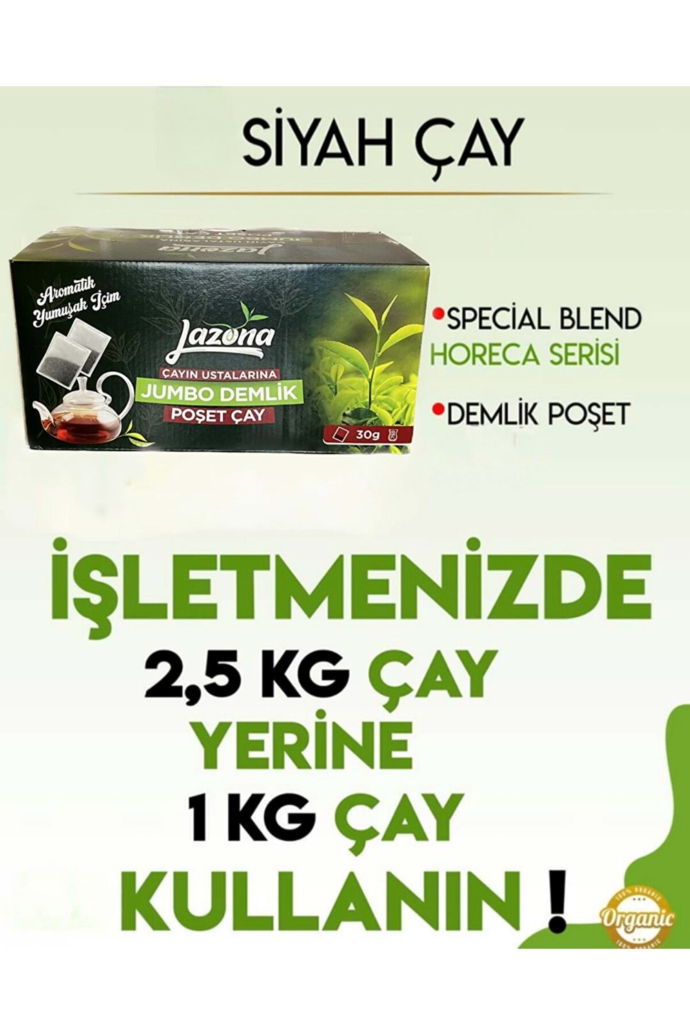 Lazona Jumbo Demlik Poşet Siyah Çay 30 gr. 50'li