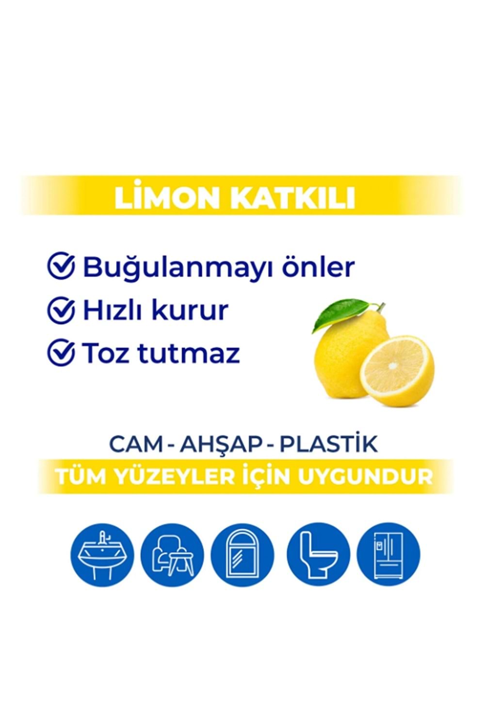 Bingo Yüzey Temizleme Havlusu Limon Kokulu 96 Adetli 1 Paket