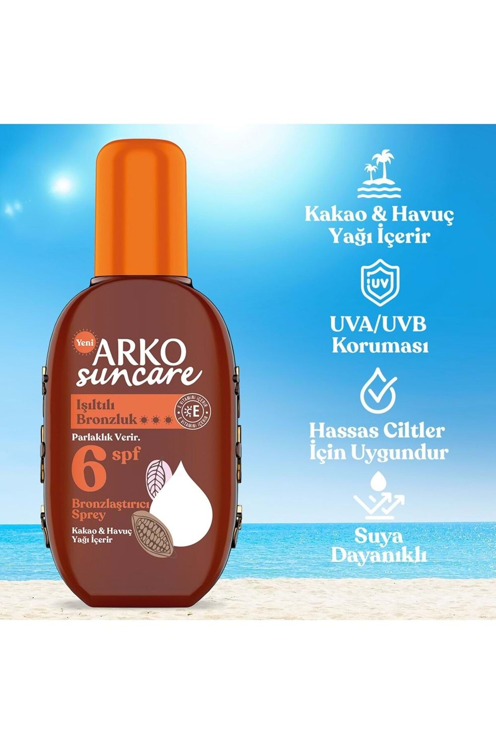 Arko Suncare Spf6 Bronzlaştırıcı Güneş Yağı Sprey 220 ml