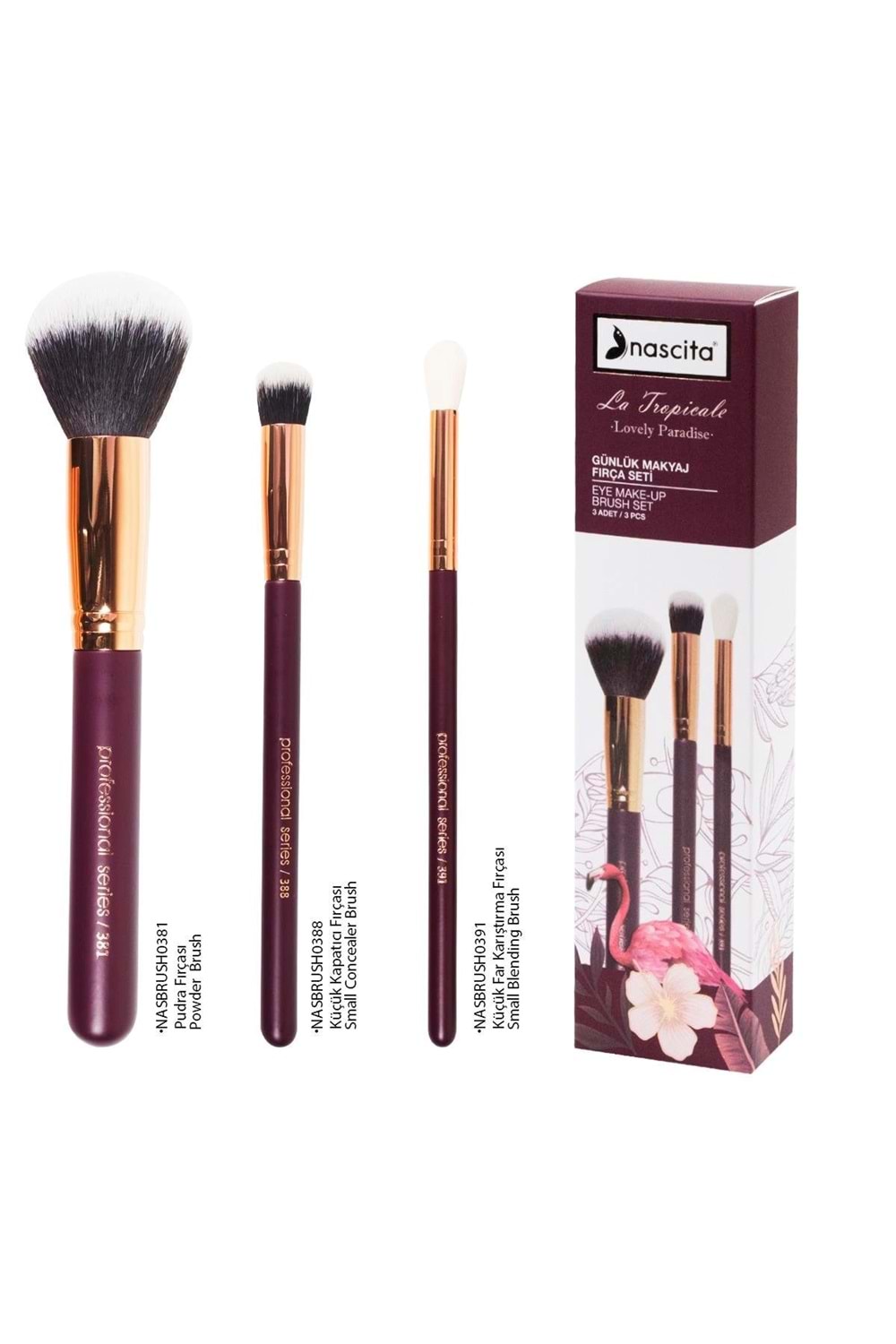 Nascita Bordo Günlük Makyaj Fırça Seti (3lü) - 93
