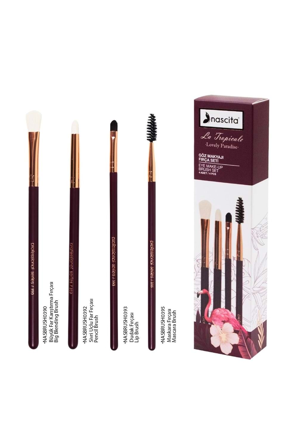 Nascita Bordo Günlük Makyaj Fırça Seti (4lü) - 94