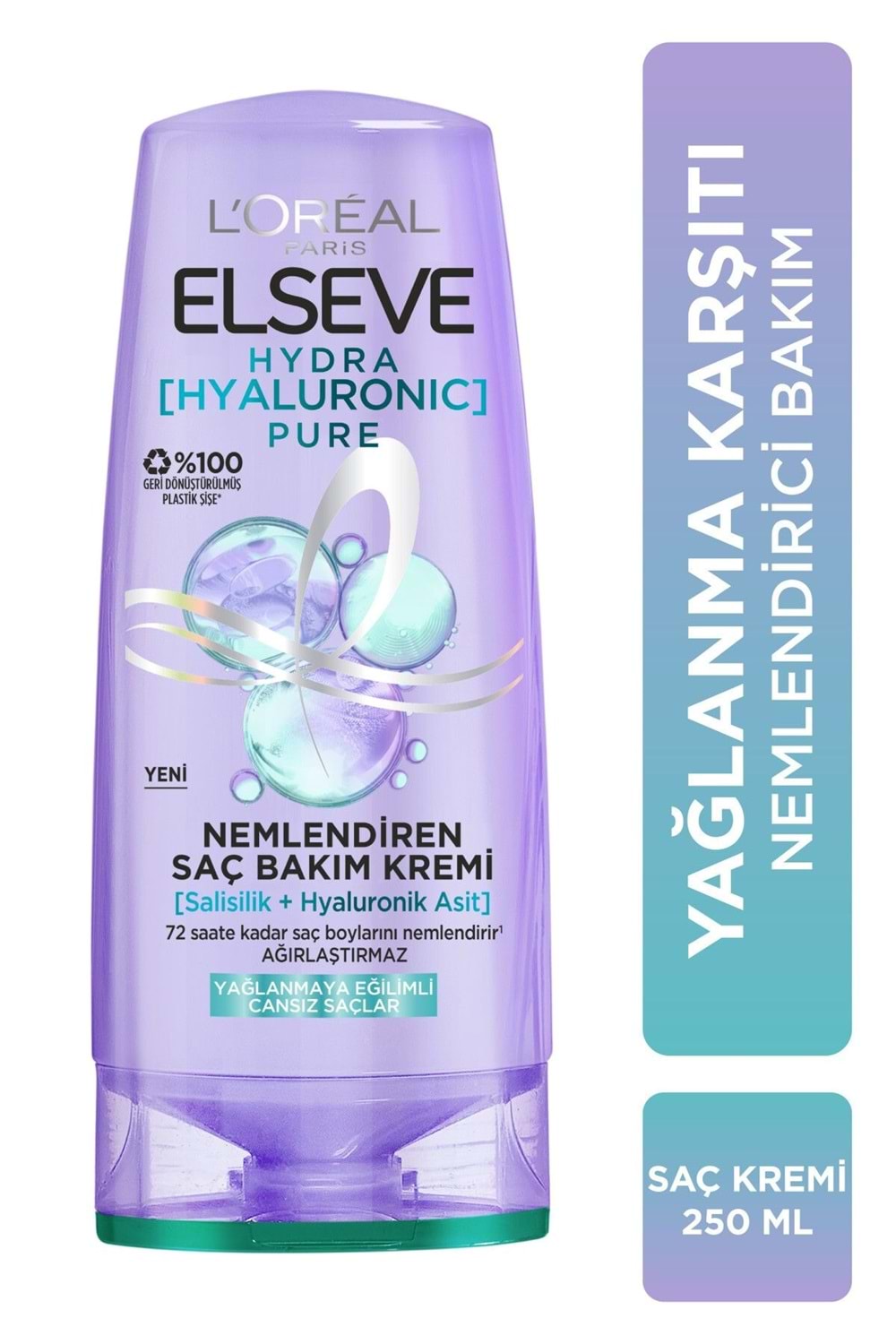 Loreal Paris Elseve Hydra [hyaluronic] Pure Salisilik Asit Içeren Yağlanma Karşıtı Nemlendirici Saç Kremi 250ml