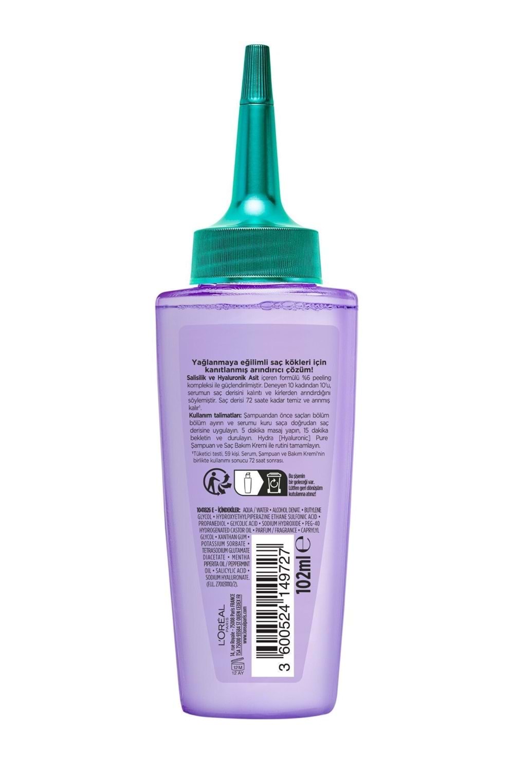 Loreal Paris Elseve Hydra[hyaluronic] Pure Salisilik Asit Içeren Yağlanma Karşıtı Peeling Etkili Saç Derisi Serumu 102ml