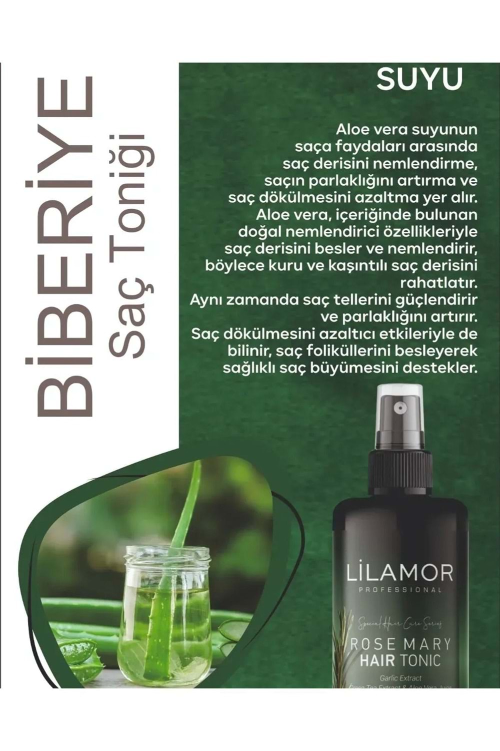 Lilamor Biberiye Suyu Dökülme Karşıtı ve Hızlı Uzamaya Yardımcı Tonik 250ml