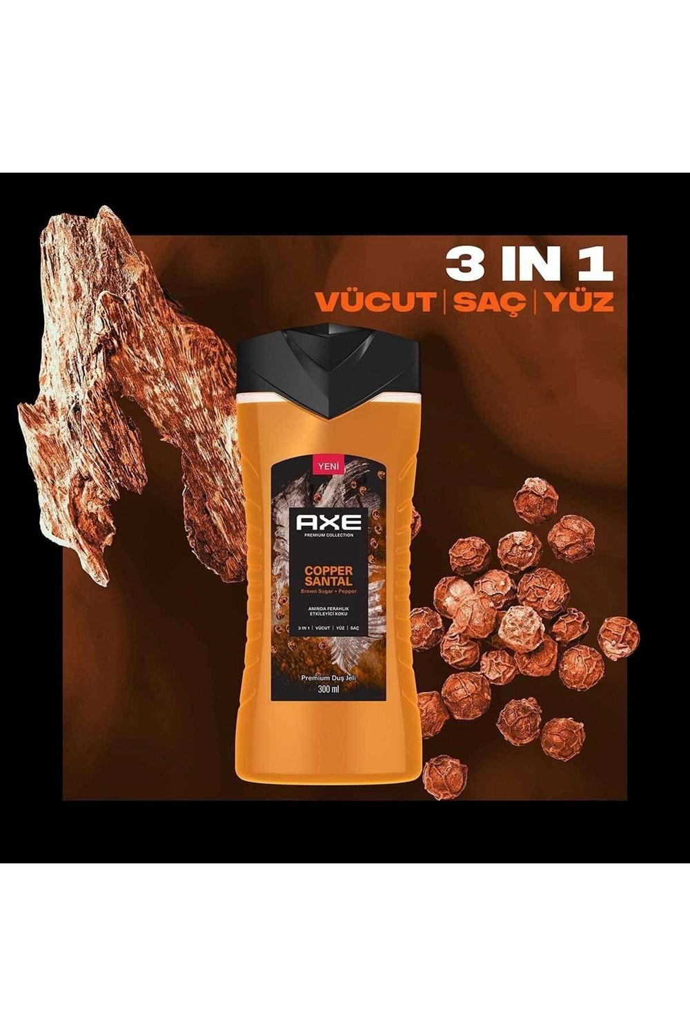 Axe Premium Collection Duş Jeli Copper Santal 3 in 1 Vücut Saç Yüz 300 ml