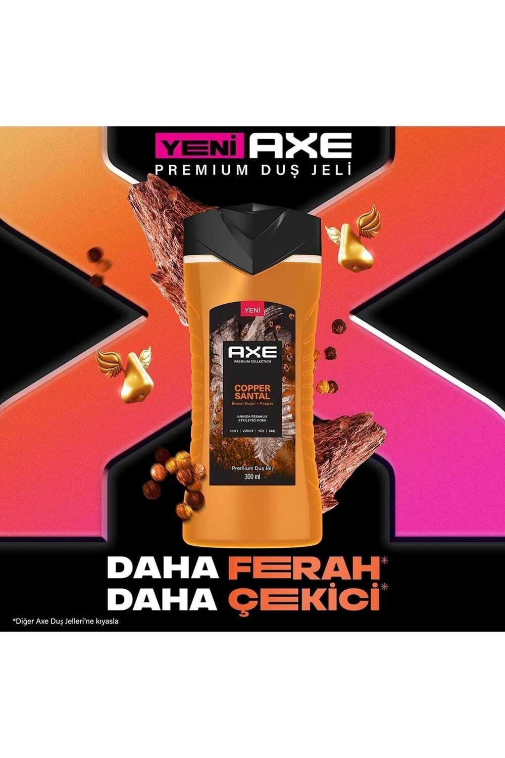 Axe Premium Collection Duş Jeli Copper Santal 3 in 1 Vücut Saç Yüz 300 ml