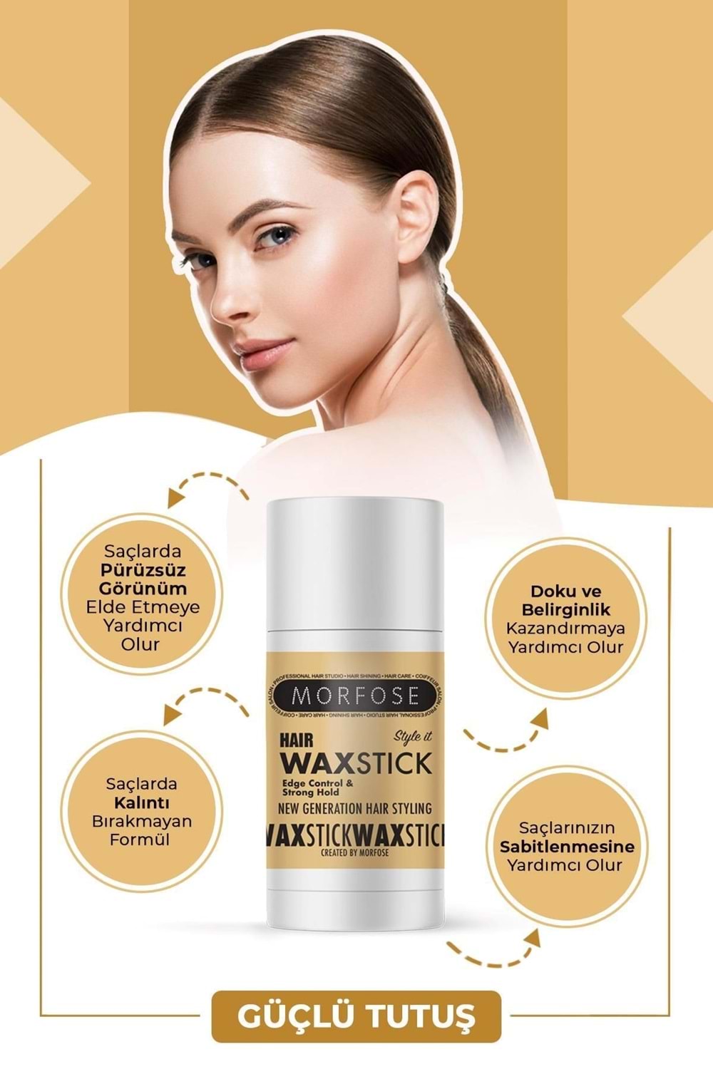 Morfose Stick Saç Wax 55 gr - Saç Sabitleyici, Güçlü Tutuş