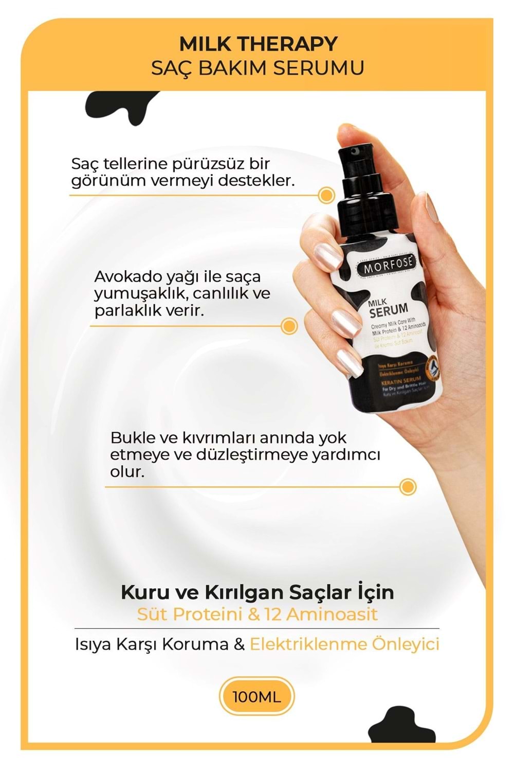 Morfose Milk Therapy Keratin Saç Serumu 100 Ml-yıpranmış Saçları Onarıcı, Yumuşak Ve Canlı Saçlar