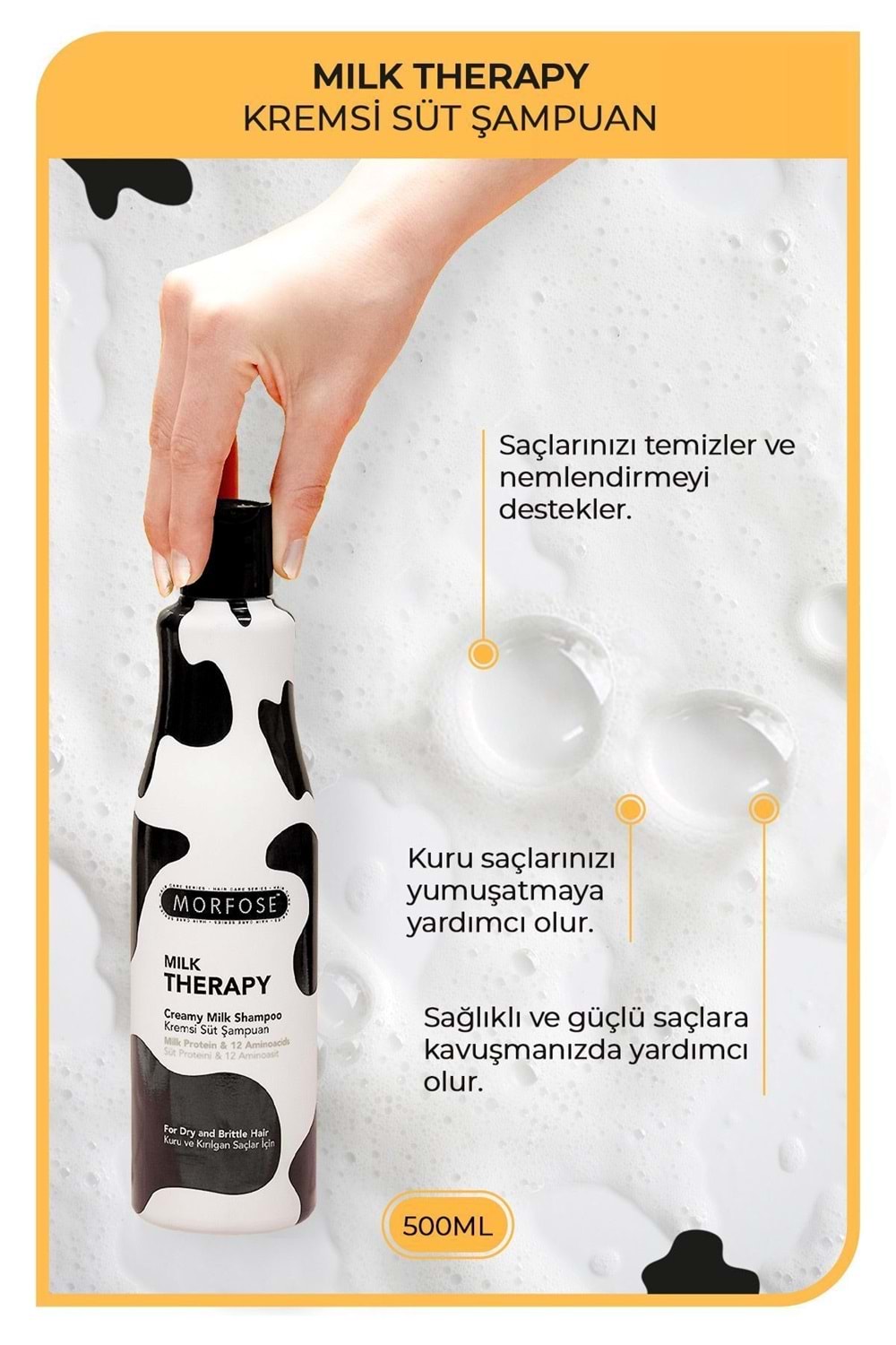Morfose Milk Therapy Şampuan 500 ml - Süt Proteinli, Onarıcı, Besleyici Etki