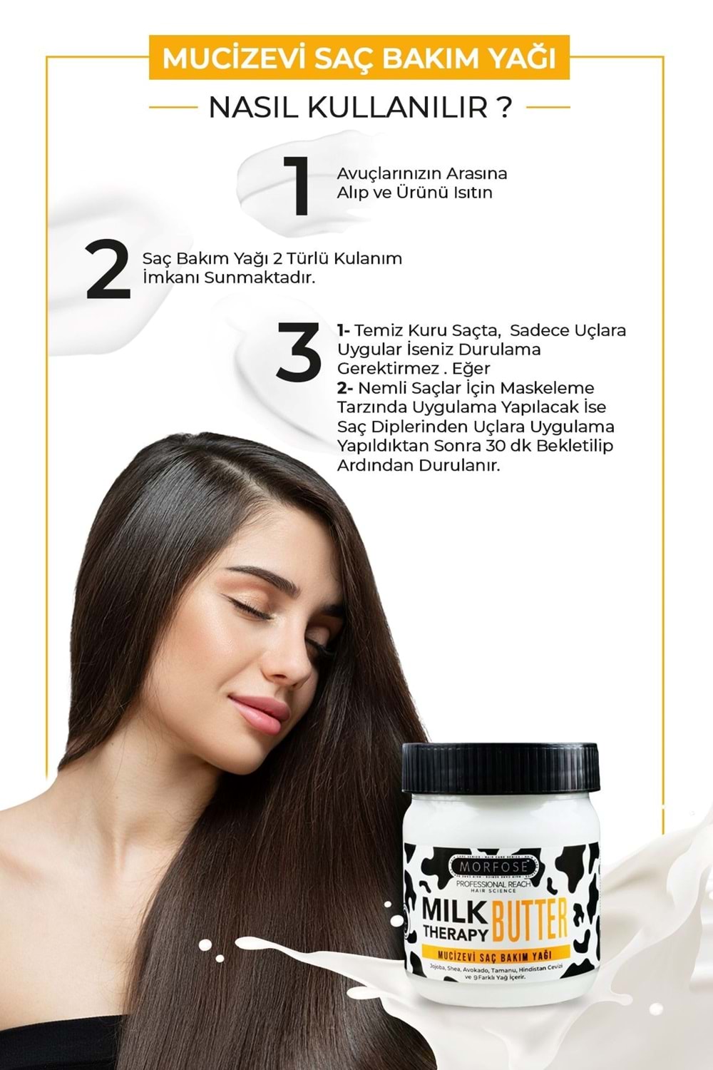 Morfose Milk Therapy Butter Oil Mucizevi Saç Bakım Yağı 200 ml - Saç Dökülmesi Önleyici, Besleyici, Onarıcı