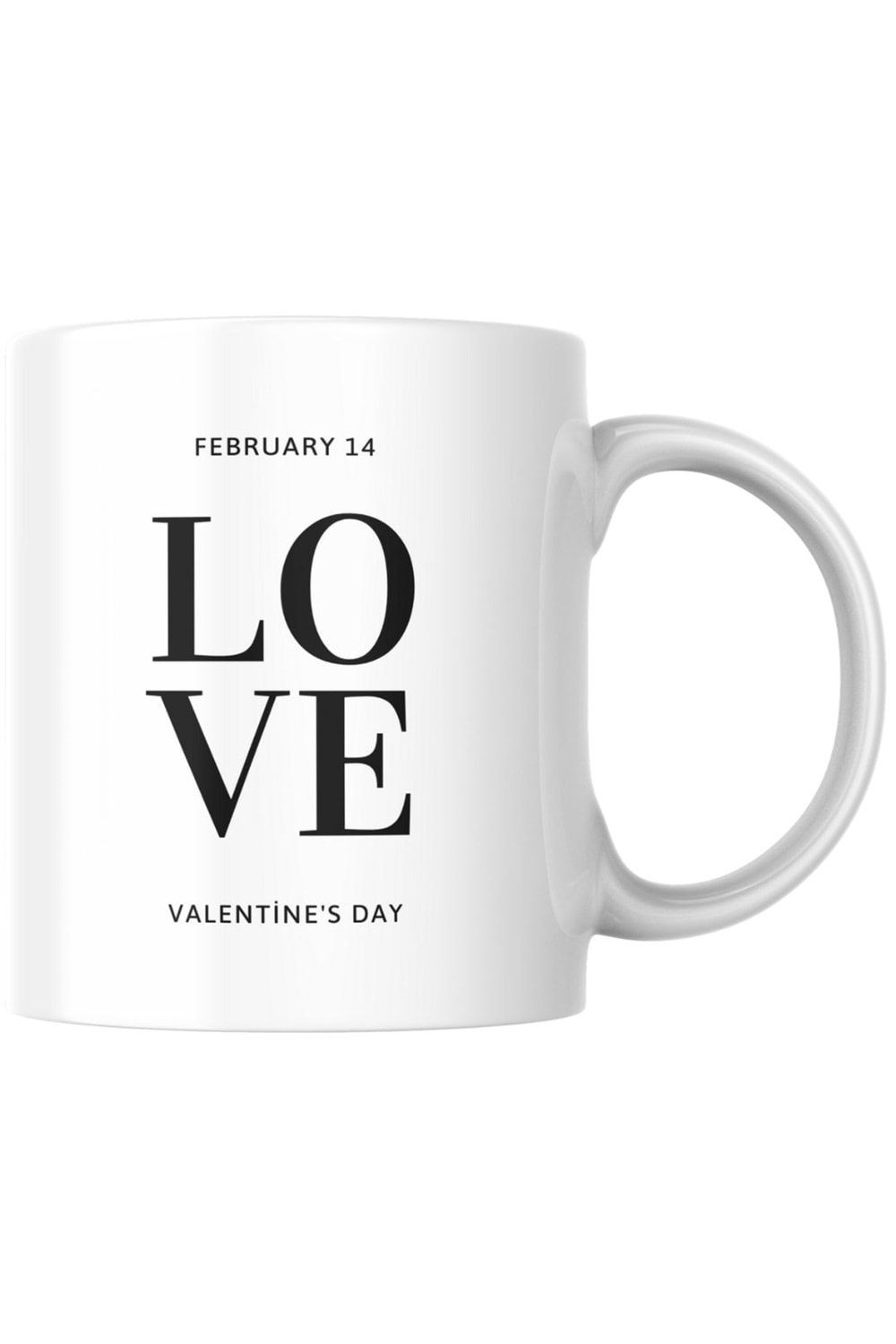 Win Ovro Premium Ultra Beyaz Porselen Kupa Bardak Çift Yönlü Baskılı - Love