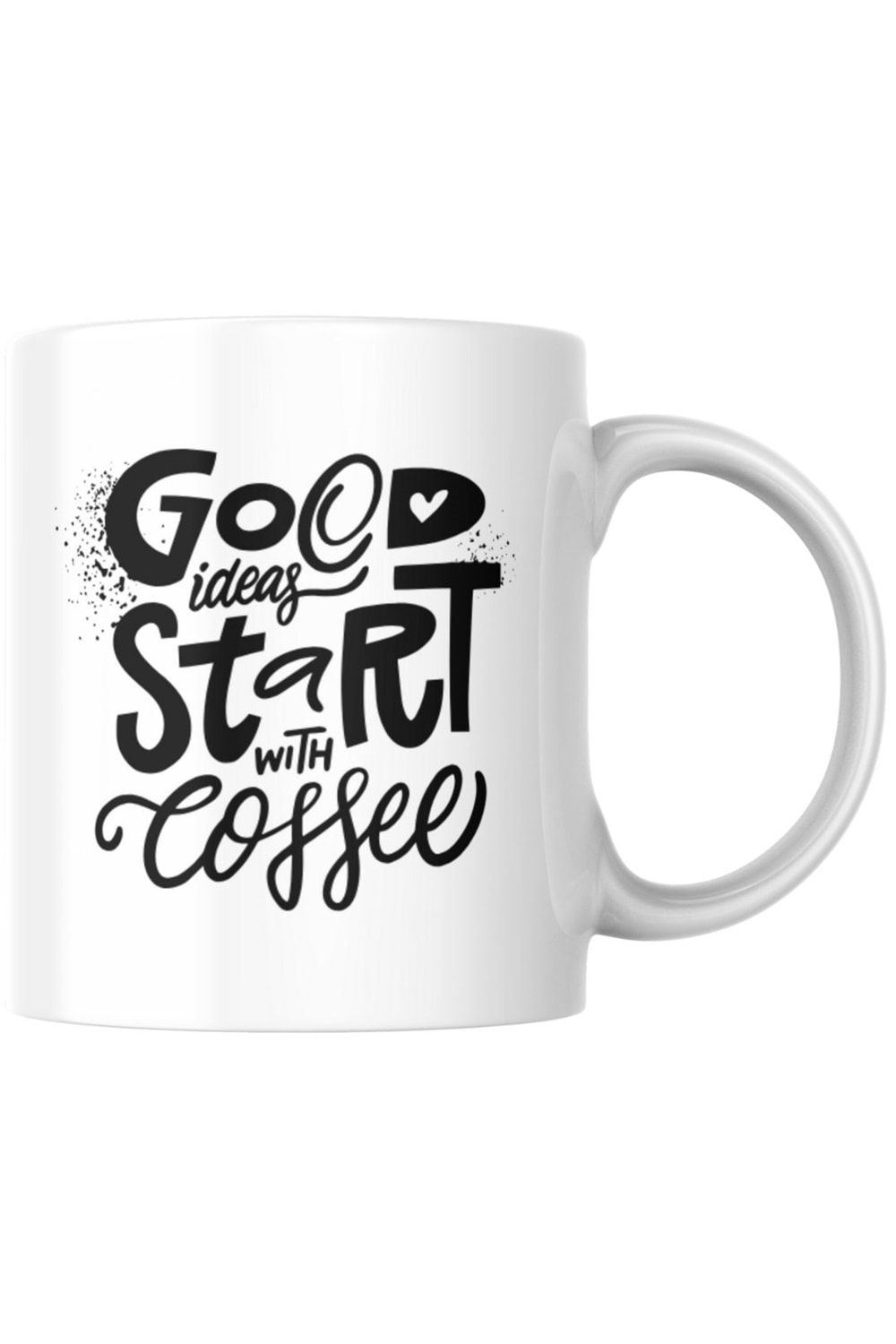 Win Ovro Premium Ultra Beyaz Porselen Kupa Bardak Çift Yönlü Baskılı - Good Ideas Start With Coffee