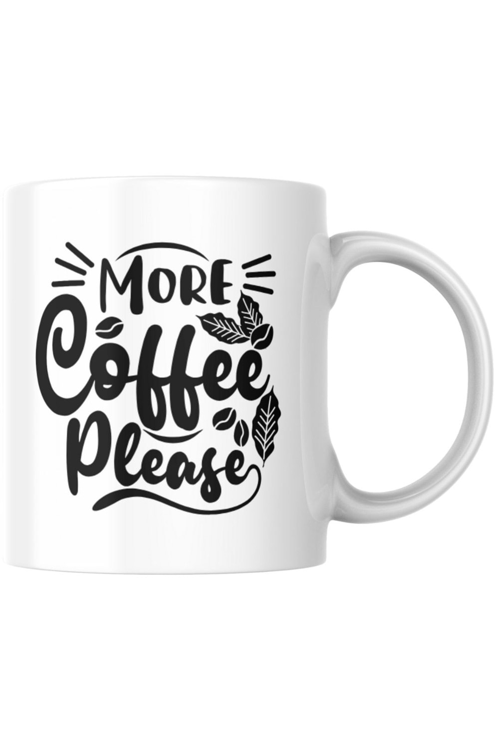 Win Ovro Premium Ultra Beyaz Porselen Kupa Bardak Çift Yönlü Baskılı - More Coffee Please