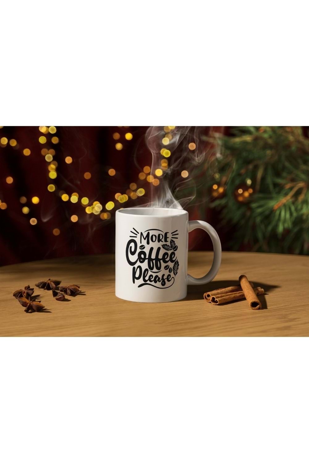 Win Ovro Premium Ultra Beyaz Porselen Kupa Bardak Çift Yönlü Baskılı - More Coffee Please