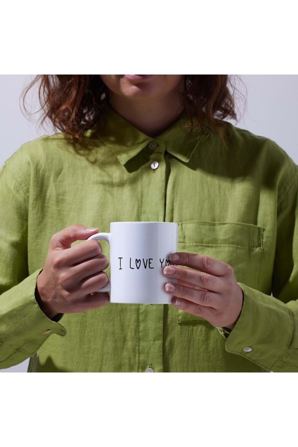 Win Ovro Premium Ultra Beyaz Porselen Kupa Bardak Çift Yönlü Baskılı - I Love You