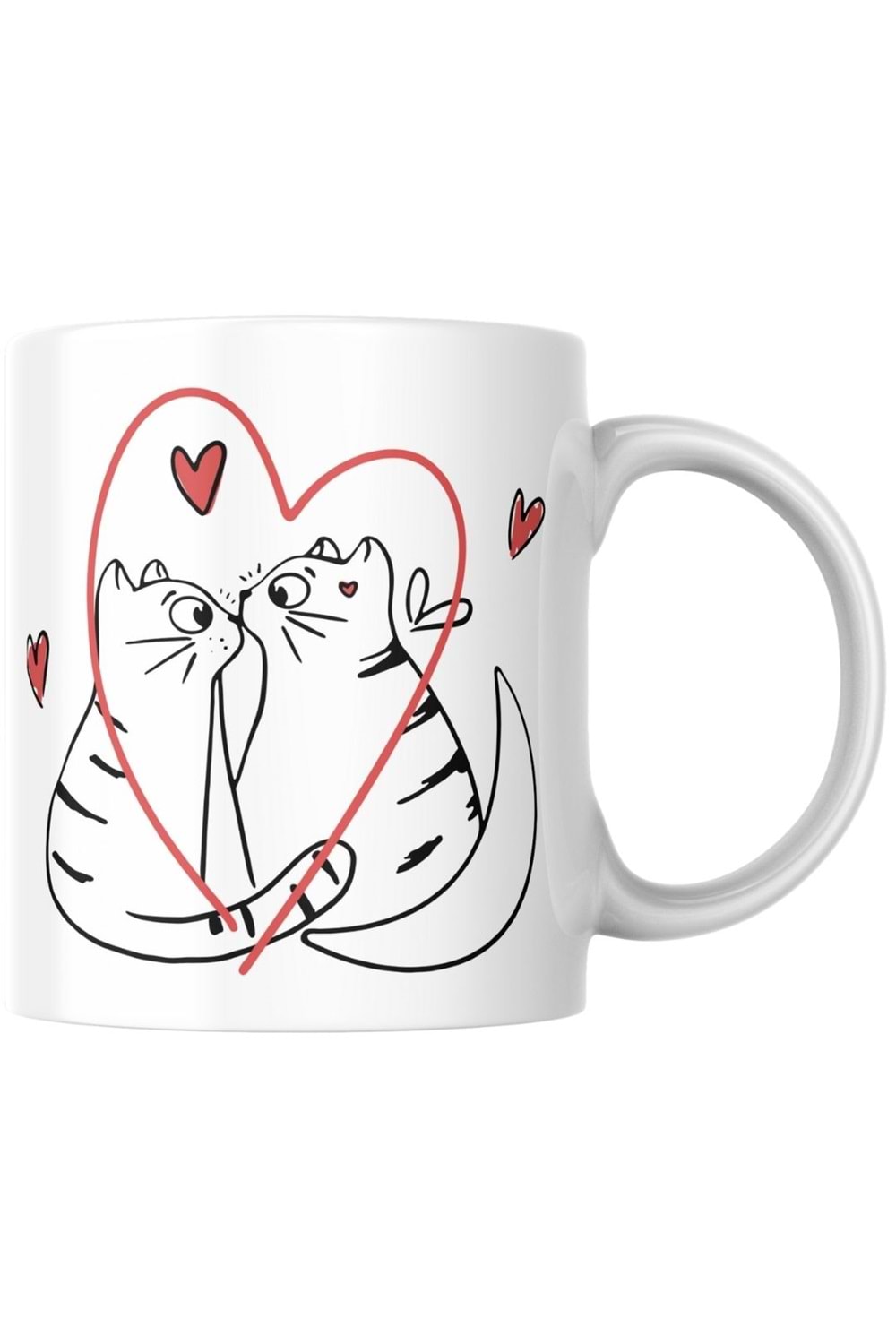 Win Ovro Premium Ultra Beyaz Porselen Kupa Bardak Çift Yönlü Baskılı - Sevgili Kedi