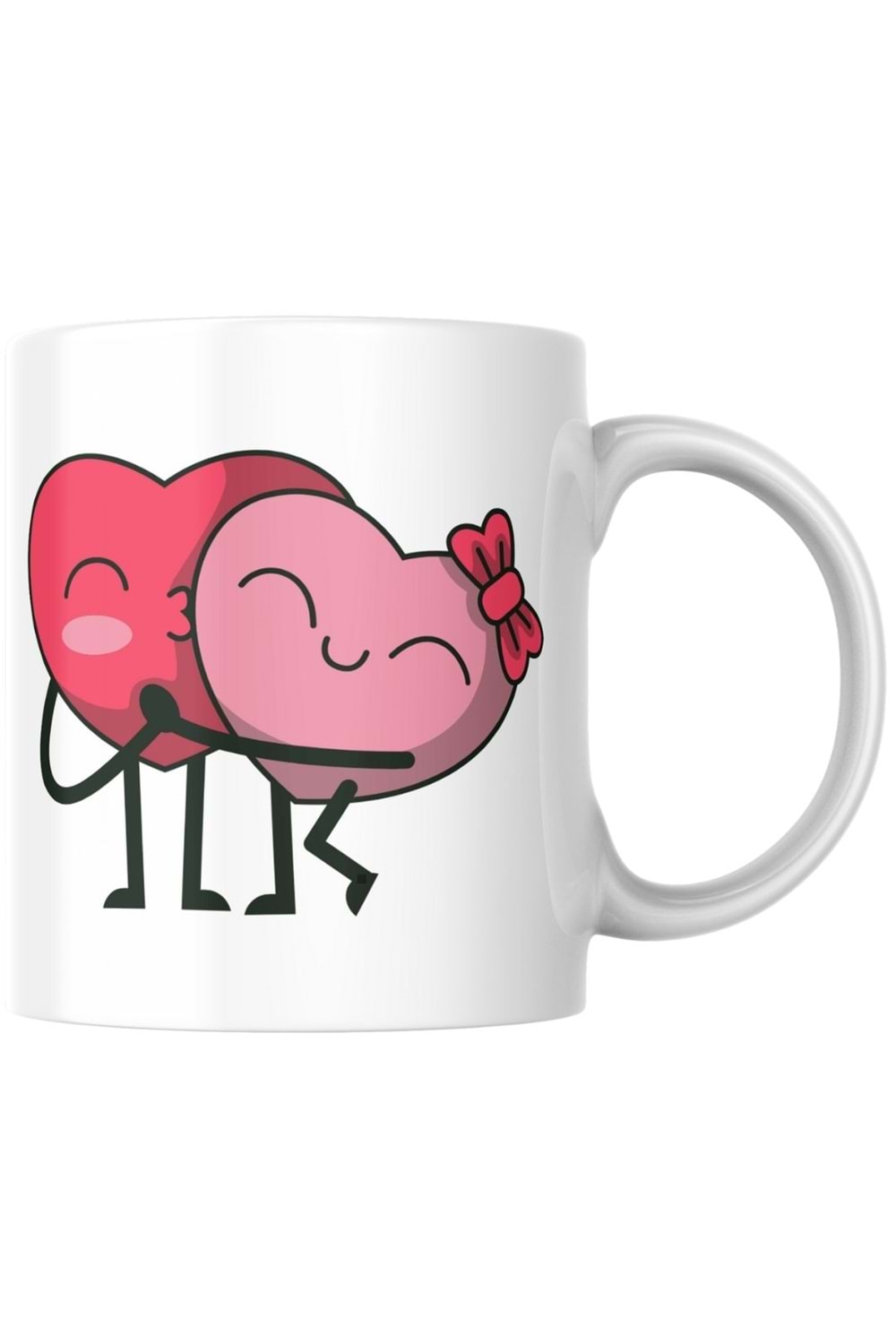 Win Ovro Premium Ultra Beyaz Porselen Kupa Bardak Çift Yönlü Baskılı - Sevgili Kalp