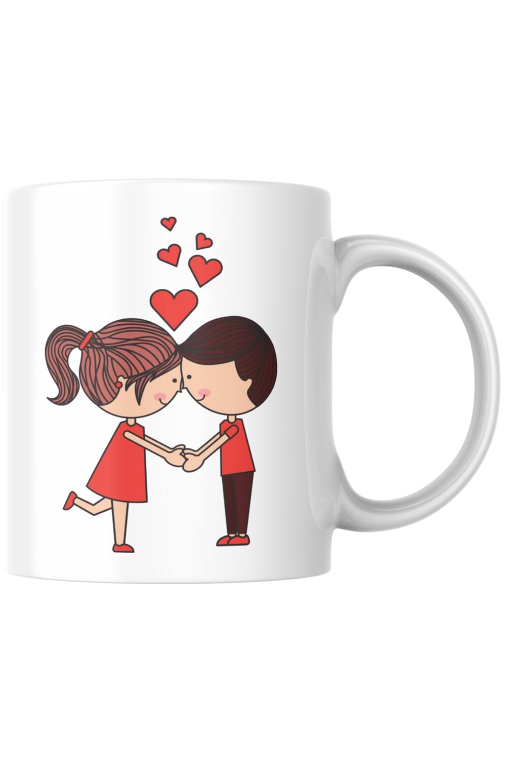 Win Ovro Premium Ultra Beyaz Porselen Kupa Bardak Çift Yönlü Baskılı - Sevgili Aşık Kalp