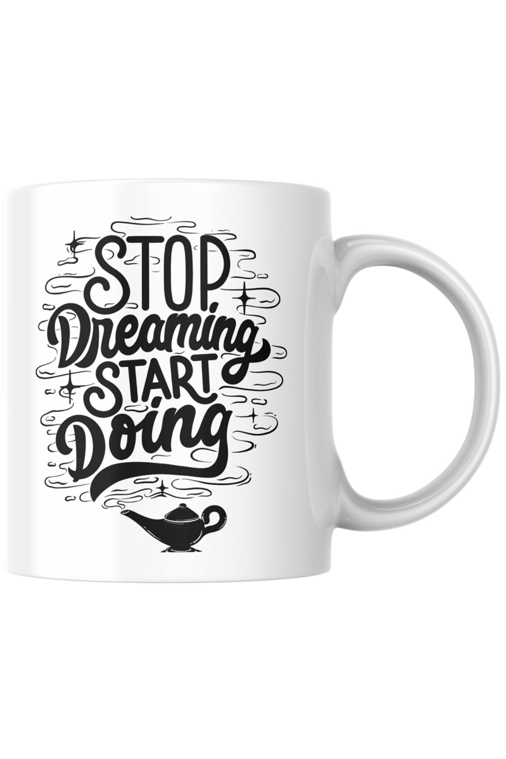 Win Ovro Premium Ultra Beyaz Porselen Kupa Bardak Çift Yönlü Baskılı - Stop Dreaming Start Doing