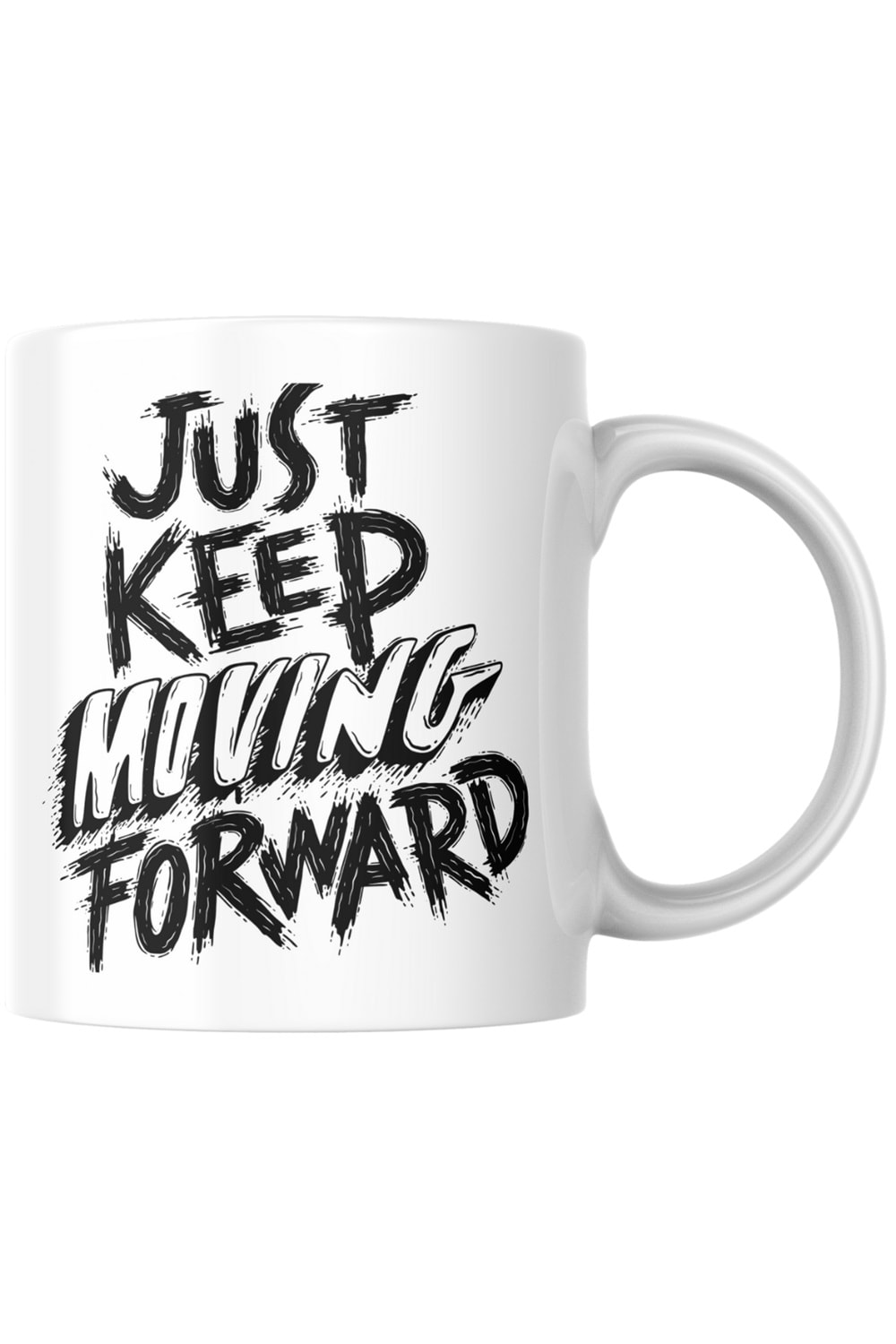 Win Ovro Premium Ultra Beyaz Porselen Kupa Bardak Çift Yönlü Baskılı - Just Keep Moving Forward