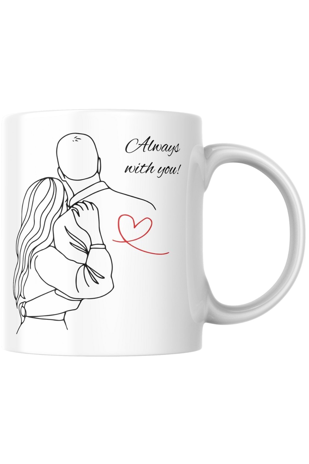 Win Ovro Premium Ultra Beyaz Porselen Kupa Bardak Çift Yönlü Baskılı - Always with You