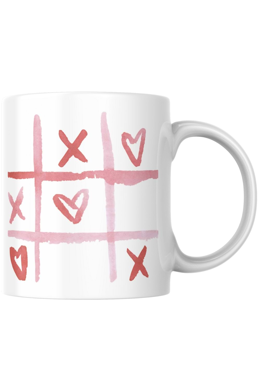 Win Ovro Premium Ultra Beyaz Porselen Kupa Bardak Çift Yönlü Baskılı - Love Kalp Aşk Oyun