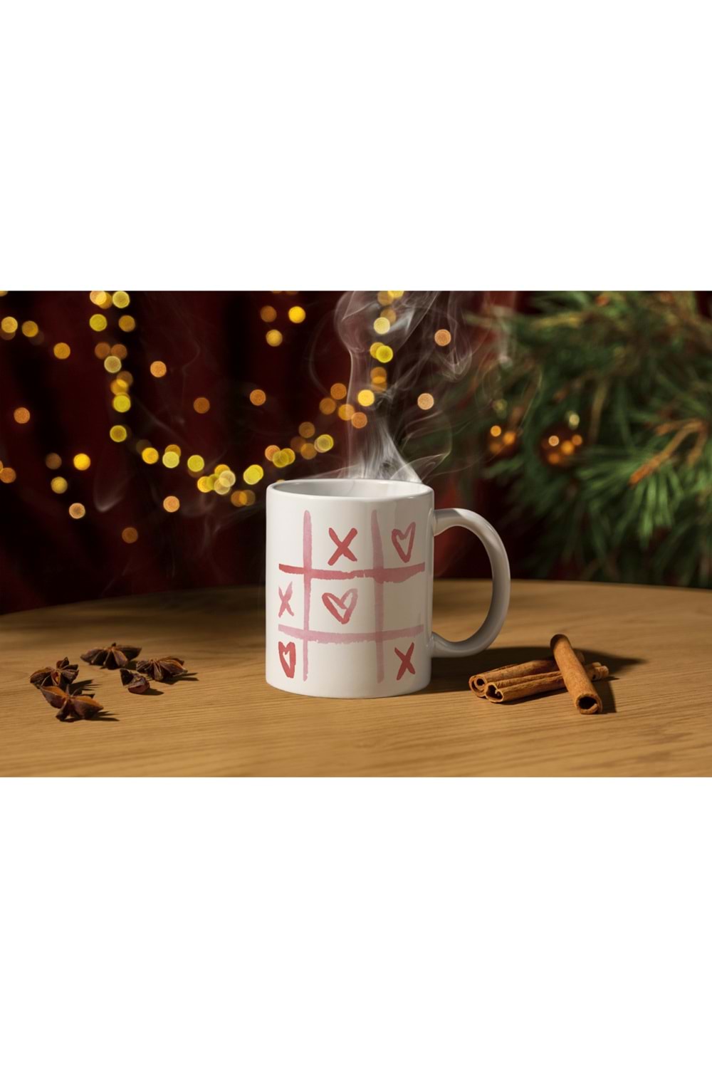 Win Ovro Premium Ultra Beyaz Porselen Kupa Bardak Çift Yönlü Baskılı - Love Kalp Aşk Oyun