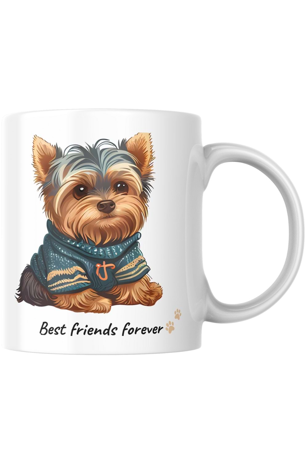 Win Ovro Premium Ultra Beyaz Porselen Kupa Bardak Çift Yönlü Baskılı - Best Friend Köpek Pati