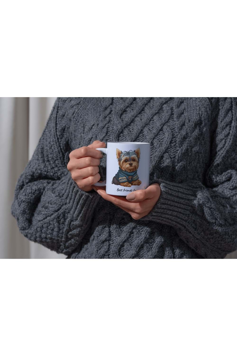 Win Ovro Premium Ultra Beyaz Porselen Kupa Bardak Çift Yönlü Baskılı - Best Friend Köpek Pati