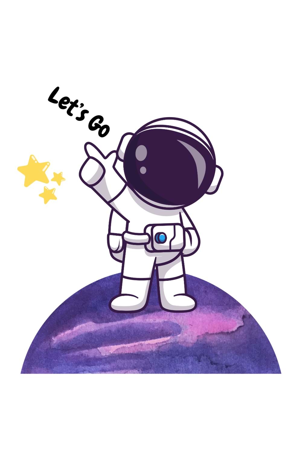 Win Ovro Premium Ultra Beyaz Porselen Kupa Bardak Çift Yönlü Baskılı - Astronot Lets Go