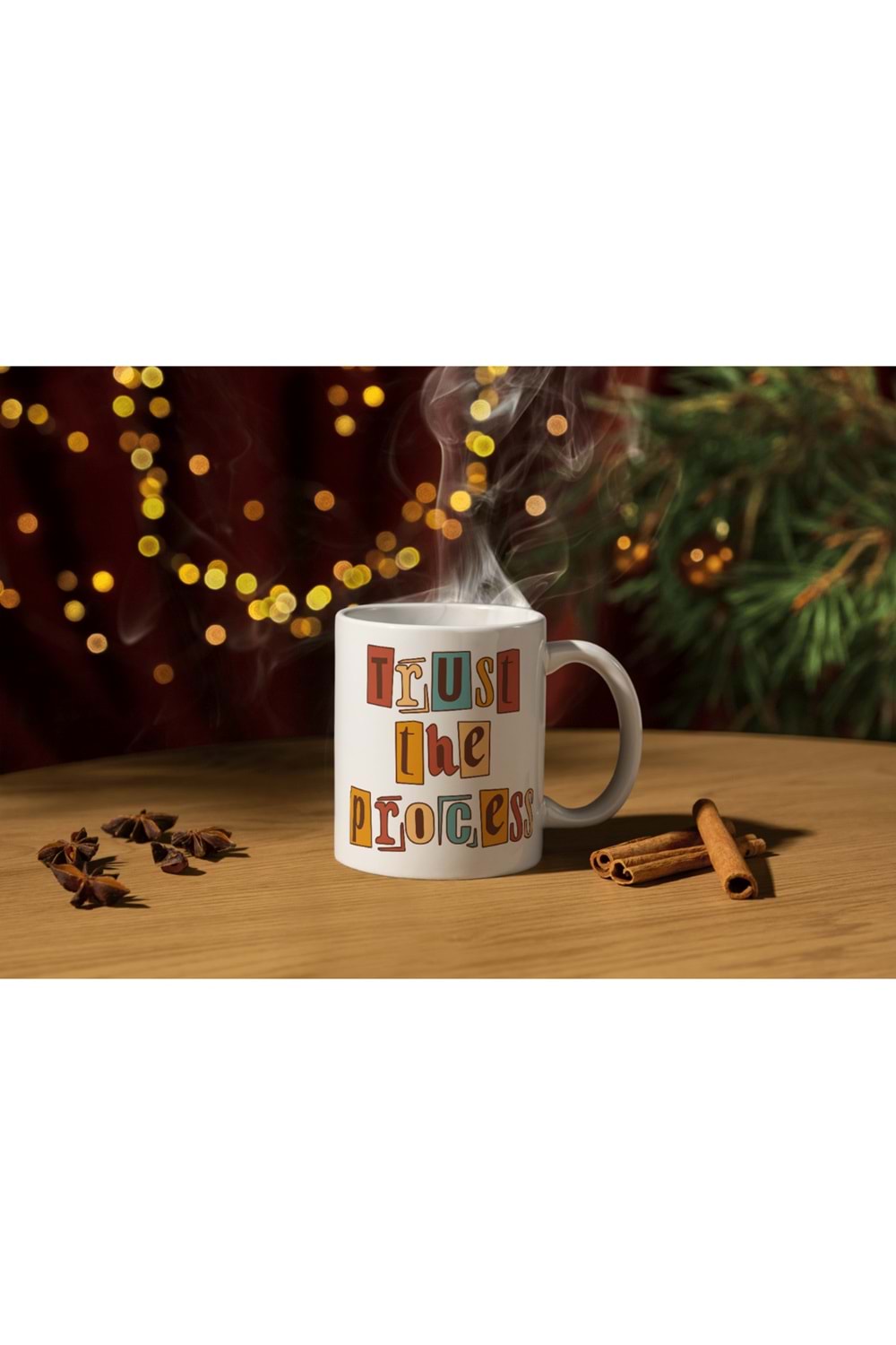 Win Ovro Premium Ultra Beyaz Porselen Kupa Bardak Çift Yönlü Baskılı - Trust The Process