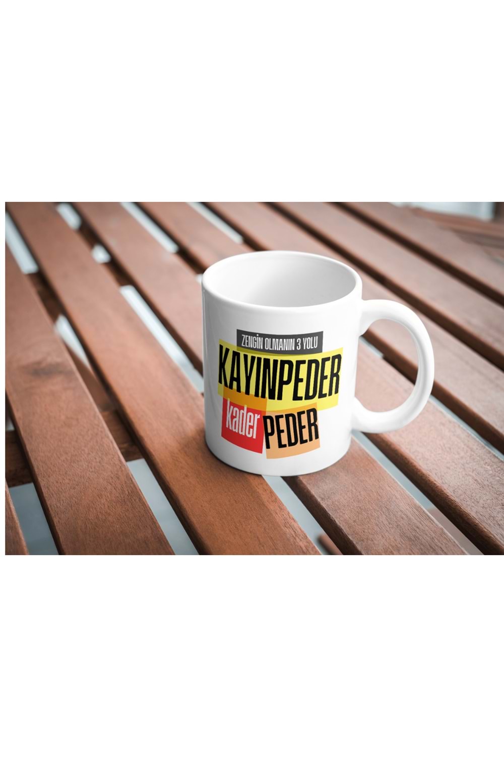 Win Ovro Premium Ultra Beyaz Porselen Kupa Bardak Çift Yönlü Baskılı - Kader Peder Kayınpeder