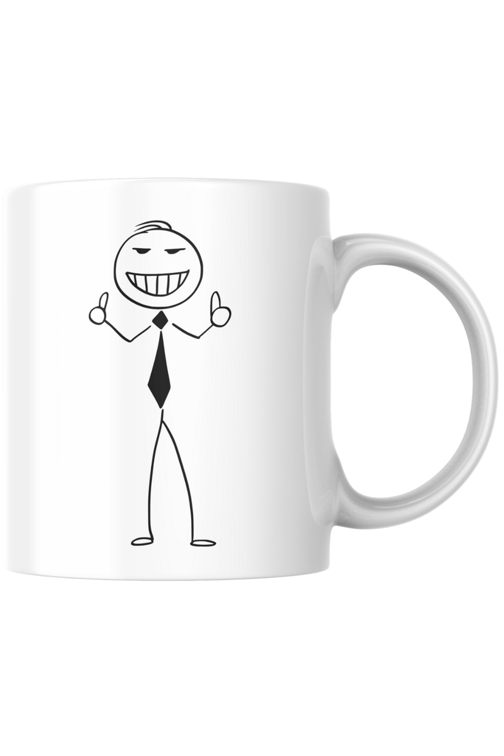 Win Ovro Premium Beyaz Porselen Hediye Kupa Bardak Çift Yönlü Baskı - Çizgiyle Anlat Çöp Adam Süper