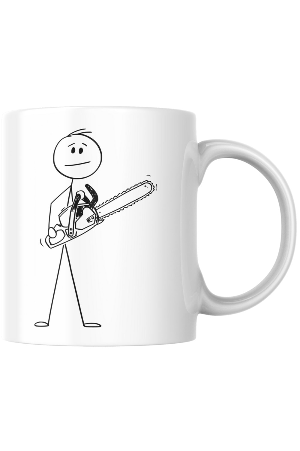 Win Ovro Premium Beyaz Porselen Hediye Kupa Bardak Çift Yönlü Baskı - Çizgiyle Anlat Çöp Adam Motor