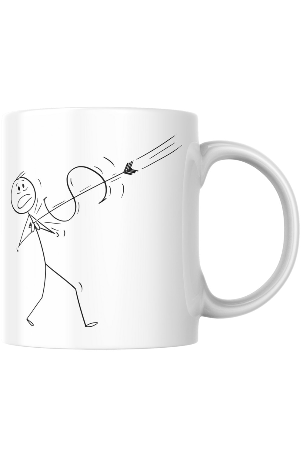 Win Ovro Premium Beyaz Porselen Hediye Kupa Bardak Çift Yön Baskı - Çizgiyle Anlat Çöp Adam Dolar