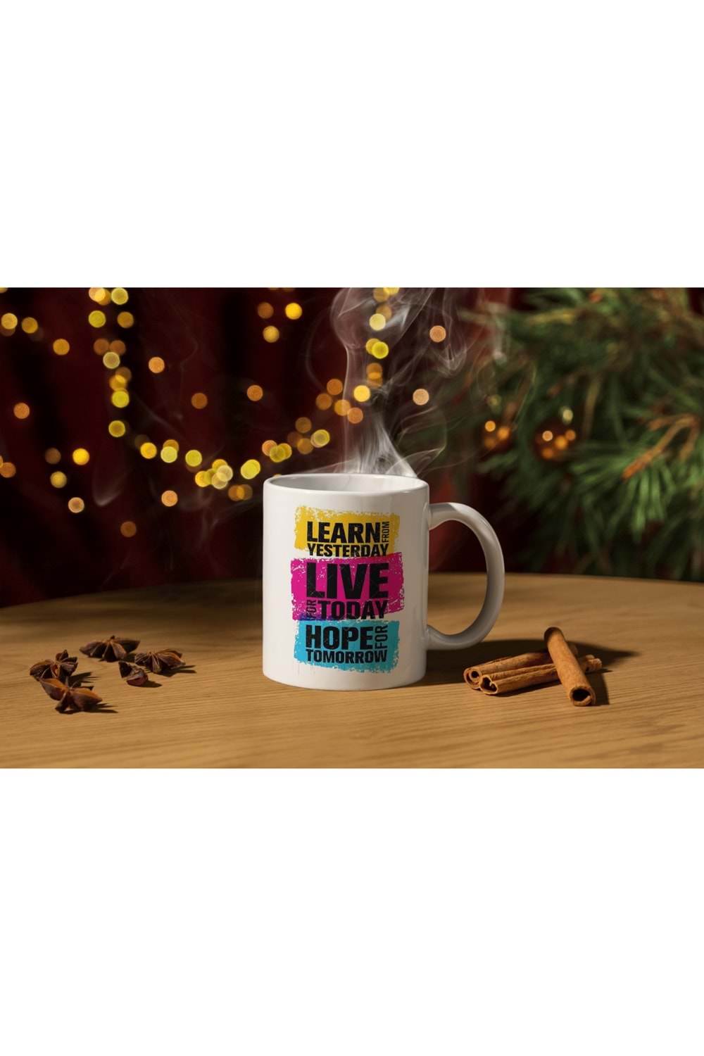 Win Ovro Premium Beyaz Porselen Hediye Kupa Bardak Çift Yön Baskı - Learn Live Hope