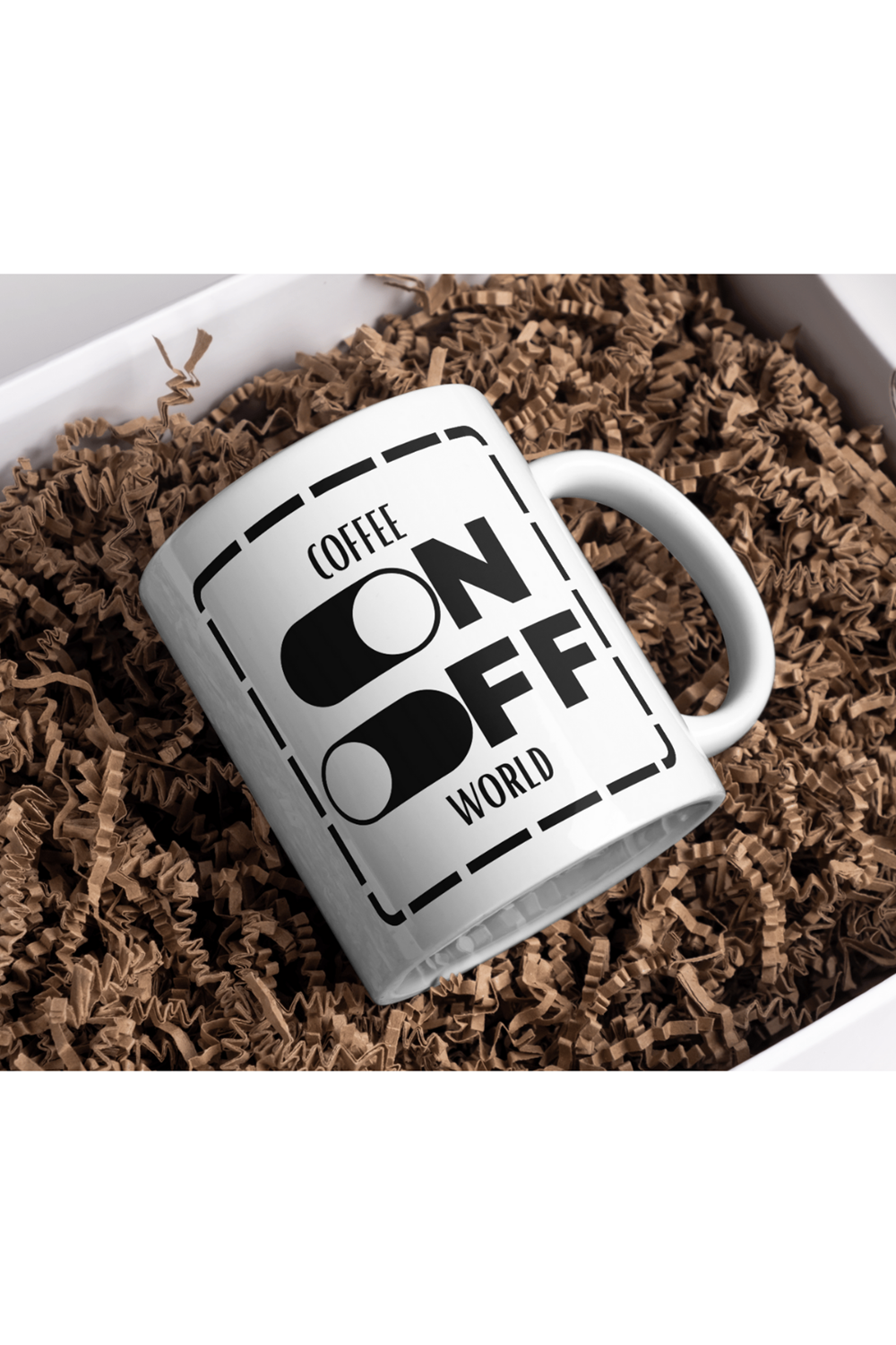 Win Ovro Premium Beyaz Porselen Hediye Kupa Bardak Çift Yön Baskı - Coffee On World Off