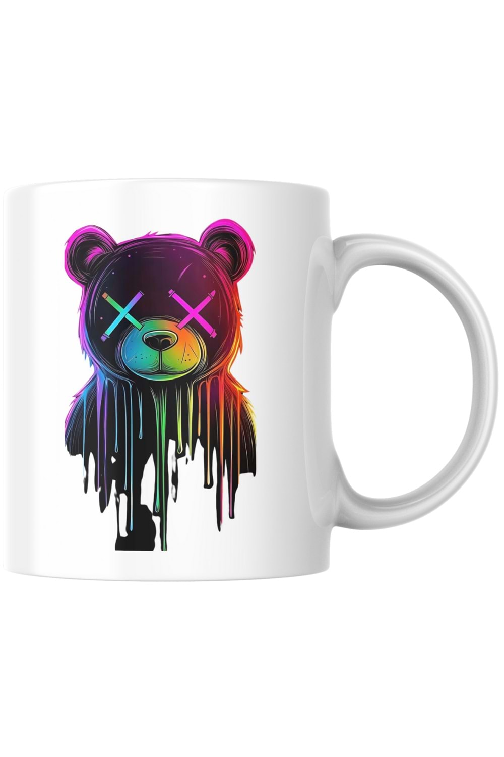 Win Ovro Premium Beyaz Porselen Hediye Kupa Bardak Çift Yön Baskı - Renkli Ayıcık X Colourful