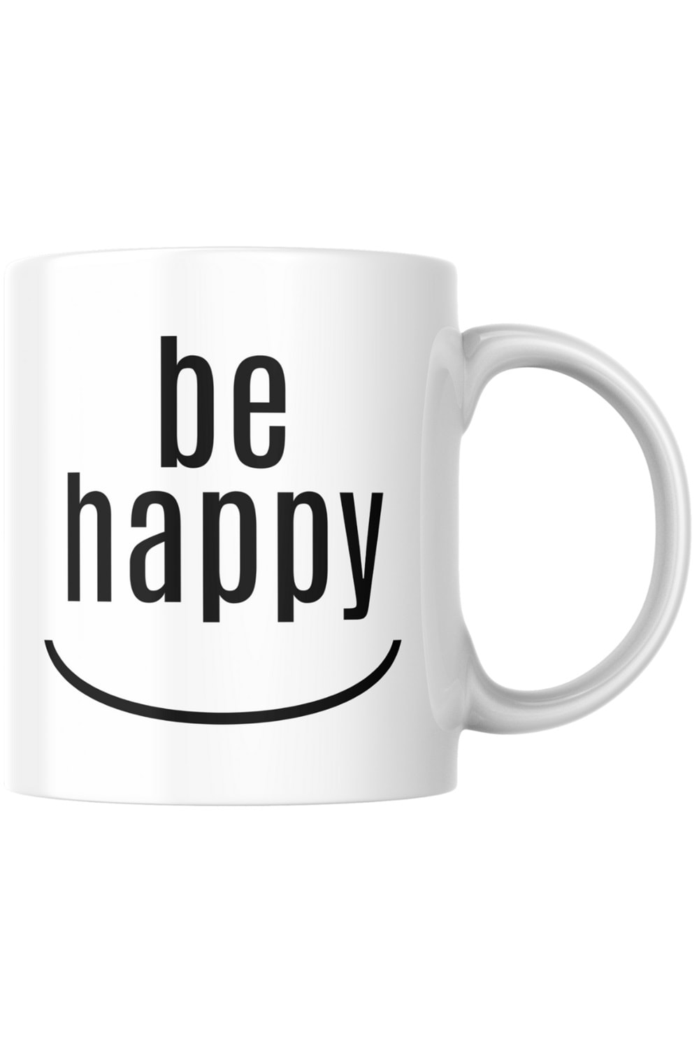 Win Ovro Premium Beyaz Porselen Hediye Kupa Bardak Çift Yön Baskı - Be Happy